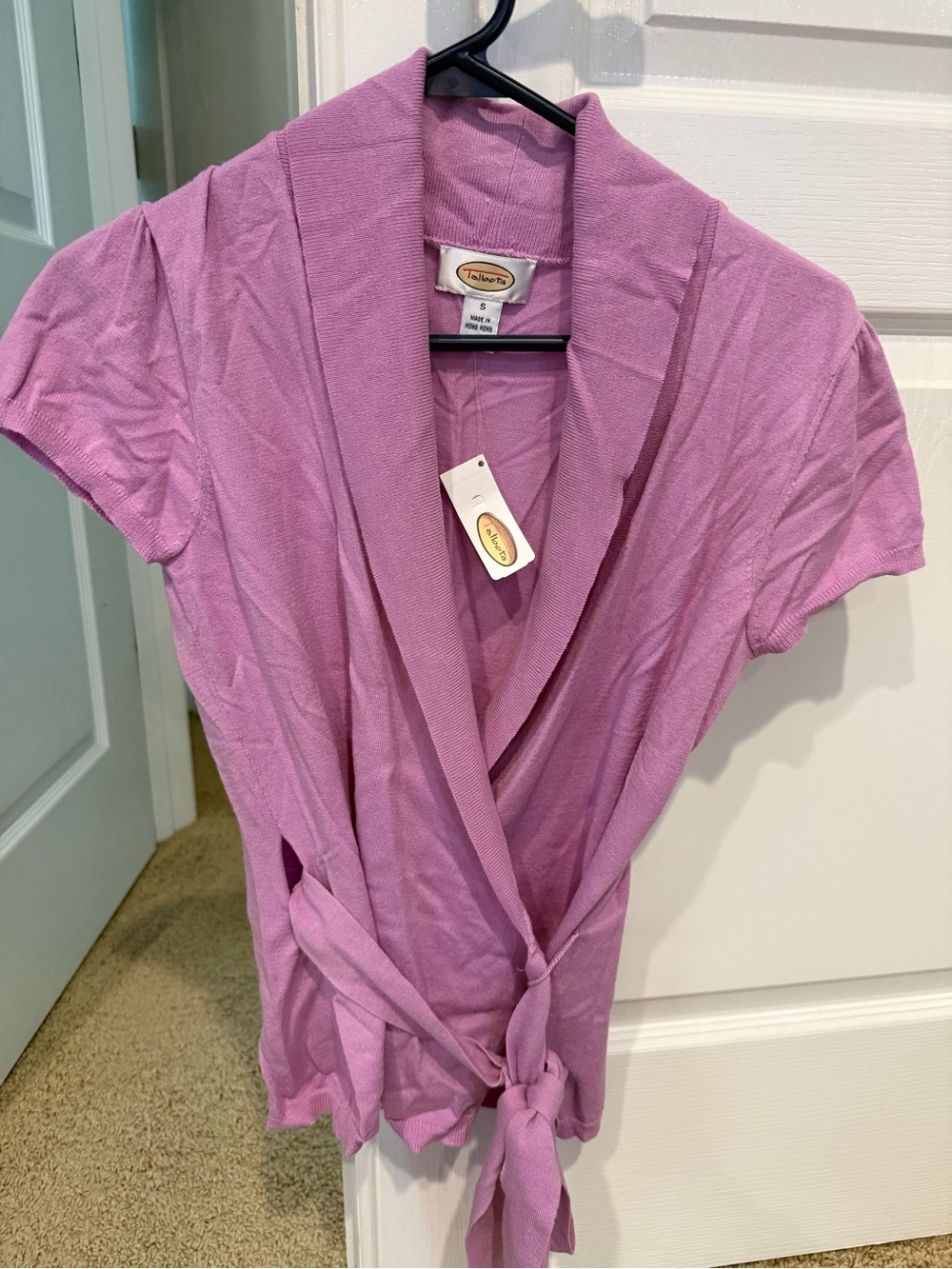 Talbots Lavender Short Sleeve Tie-Front Tunic
